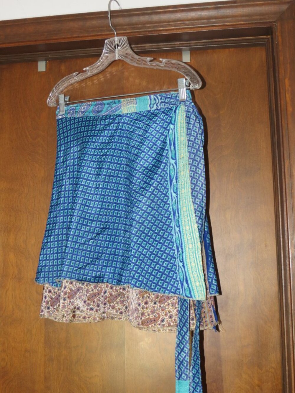 Darn Good Yarn Sari Silk Wrap Skirt XL 14-20 Mini Reversible